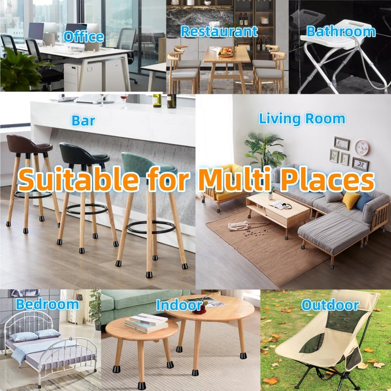 Furnigear قبعات أطراف أرجل الكرسي، أطراف أرجل مطاطية غير قابلة للانزلاق، 1 قطعة أثاث بقطر داخلي - واقيات أرضية لساق الكرسي باللون الأسود، عبوة من 100 قطعة - Image 3