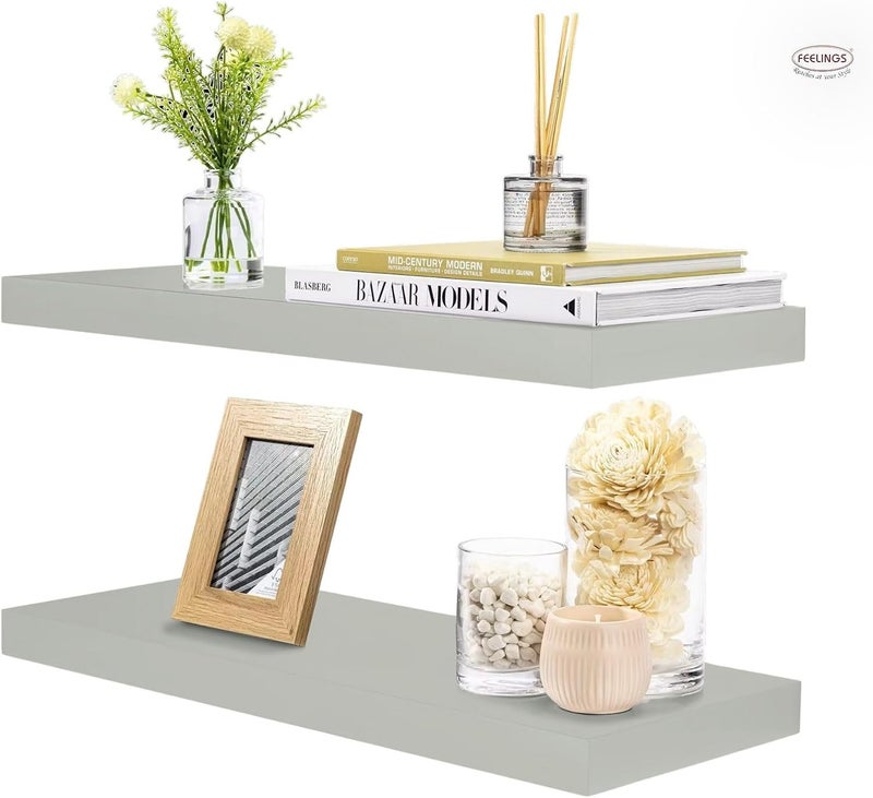FEELINGS Wall Shelf, Floating Rectangular, 40cm (GREY) - Image 4
