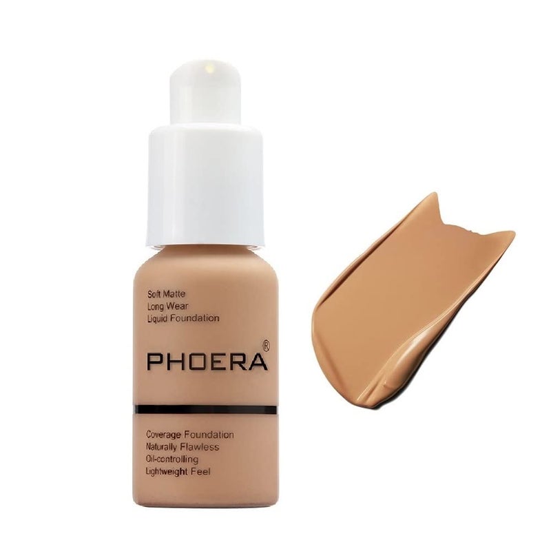 JISKG PHOERA Foundation, Flawless Soft Matte Liquid Foundation Makeup for Women.(105# Sand) - Image 1
