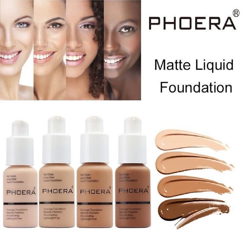 JISKG PHOERA Foundation, Flawless Soft Matte Liquid Foundation Makeup for Women.(105# Sand) - Image 3