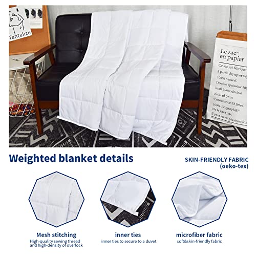 PRETTY NIGHT Weighted Blanket 15lbs Twin Size White 48"x72" Weighted Blankets for Adults Heavy Blanket are Comfortable and Cozy - Image 3