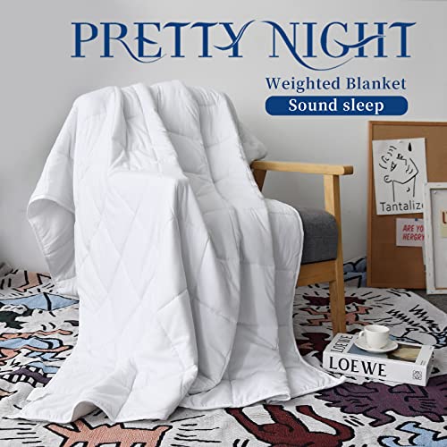 PRETTY NIGHT Weighted Blanket 15lbs Twin Size White 48"x72" Weighted Blankets for Adults Heavy Blanket are Comfortable and Cozy - Image 2