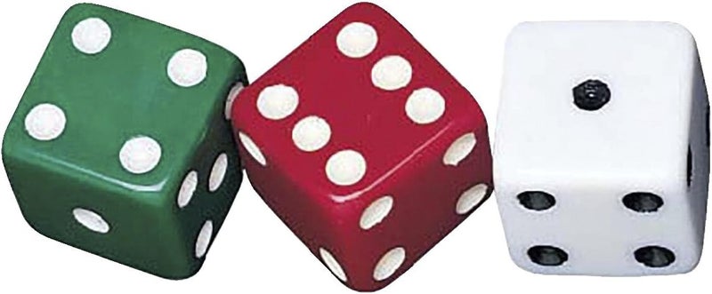School Smart Assorted Dotted Dice Set - 36 Pieces in Red, Green, and White