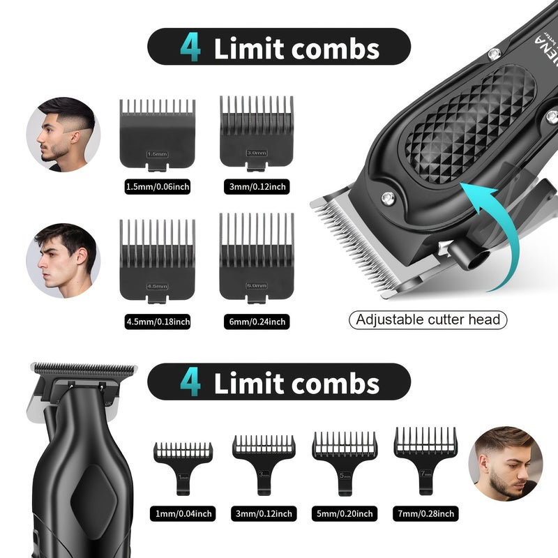 Hiena Pro Two Piece Set Barber Hair Clipper Shaver Wireless Lithium Battery Men - Image 3
