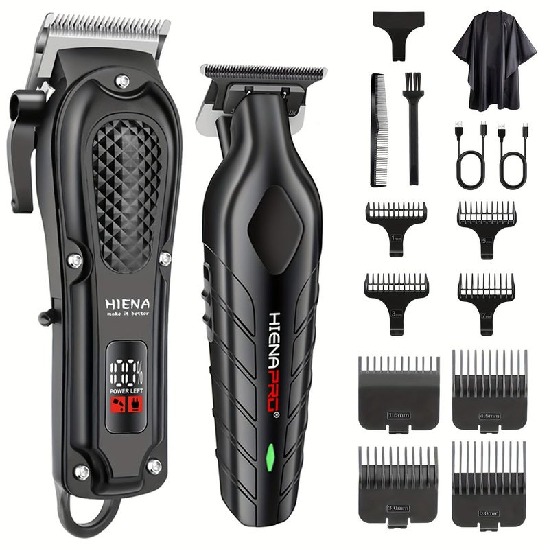 Hiena Pro Two Piece Set Barber Hair Clipper Shaver Wireless Lithium Battery Men - Image 1