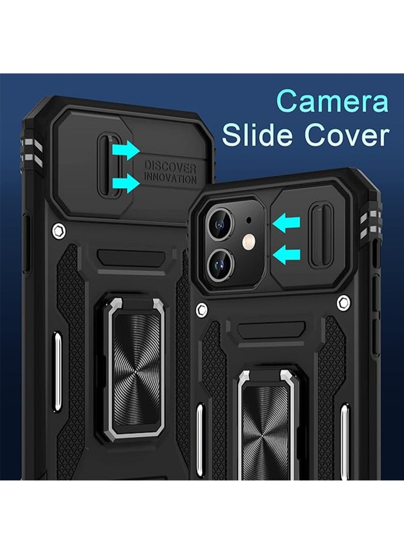 WRISTWISE Case Cover for iPhone 11with Slide Camera Cover+Screen Protector(2 Packs),Rotated Ring Kickstand Military Grade Shockproof Protective Cover-Black - Image 2