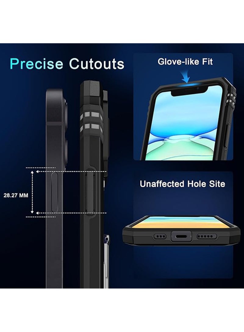 WRISTWISE Case Cover for iPhone 11with Slide Camera Cover+Screen Protector(2 Packs),Rotated Ring Kickstand Military Grade Shockproof Protective Cover-Black - Image 5