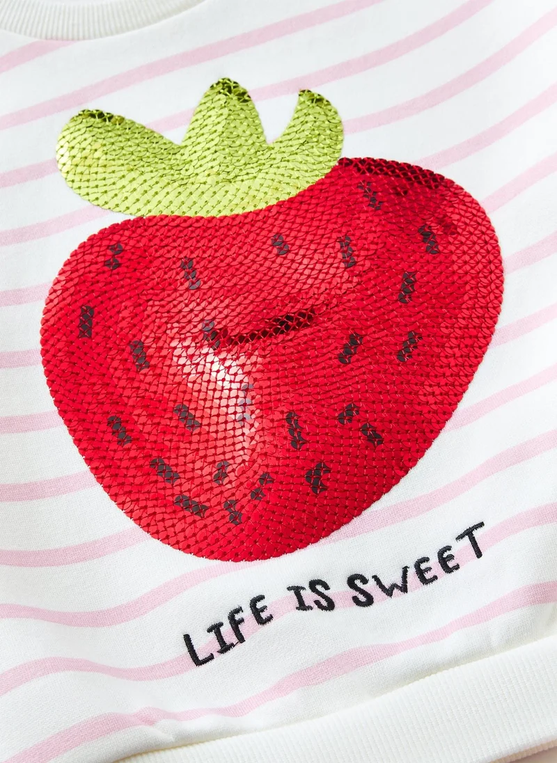 Matalan Girls Pink Strawberry Sequin & Flare Set
