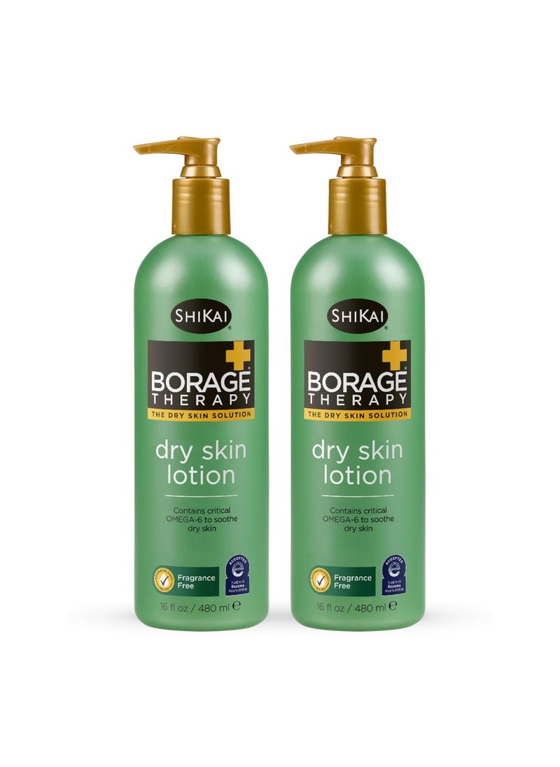 SHIKAI ShiKai Borage Therapy Dry Skin Lotion Moisturizer 16oz Pack of 2 Unscented Skincare  Hydrating Lotion for Eczema Dry Hands  Body  With Oatmeal Shea 