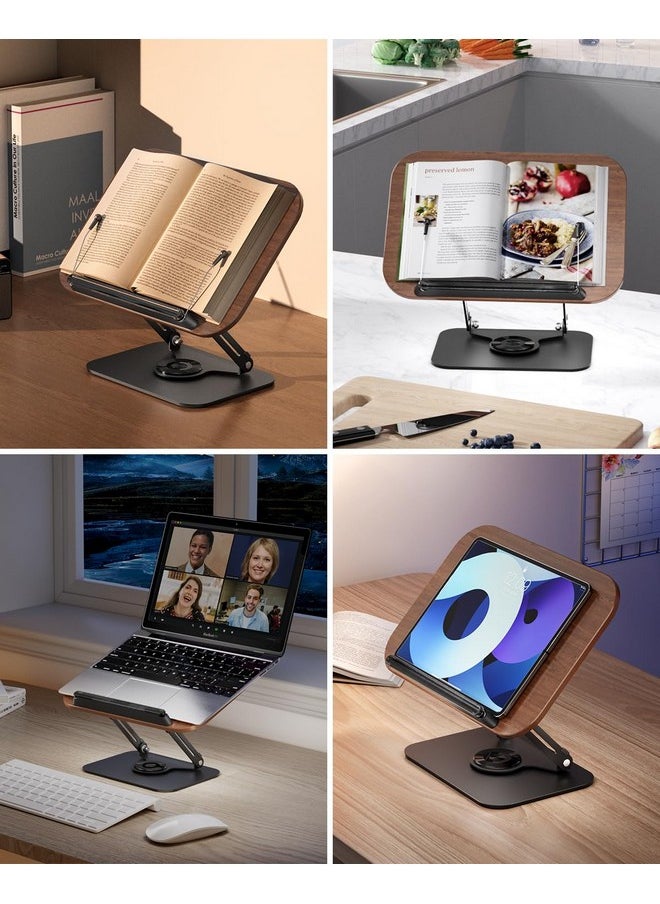 Viozon - Book Stand For Reading,Book Holder, Height&Angle Adjustable, 360° Rotating Base, Foldable And Portable, Lightweight For Office, Kitchen, School Textbook, Recipe, Magazine,Kindle,Tablet Dw - Image 1