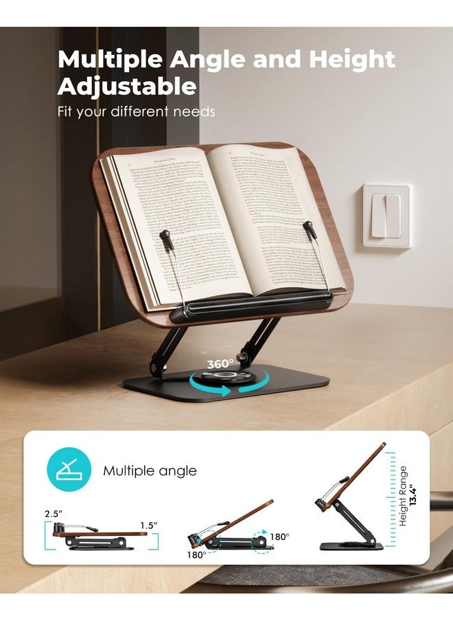 Viozon - Book Stand For Reading,Book Holder, Height&Angle Adjustable, 360° Rotating Base, Foldable And Portable, Lightweight For Office, Kitchen, School Textbook, Recipe, Magazine,Kindle,Tablet Dw - Image 1