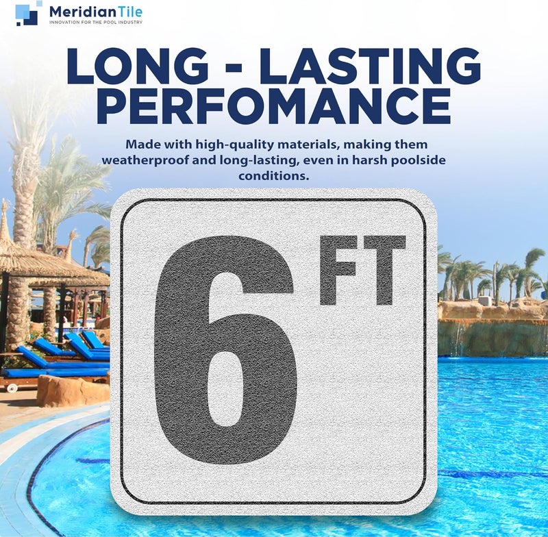 Aquatic Custom Tile , 6FT Pool Depth Markers, 6x6 Inches Vinyl Pool Stickers, Swimming Pool Number Markers, Pool Safety Signage, Adhesive Pool Depth Markers Stickers for Decks, MADE IN USA - (1 Pack) - Image 3