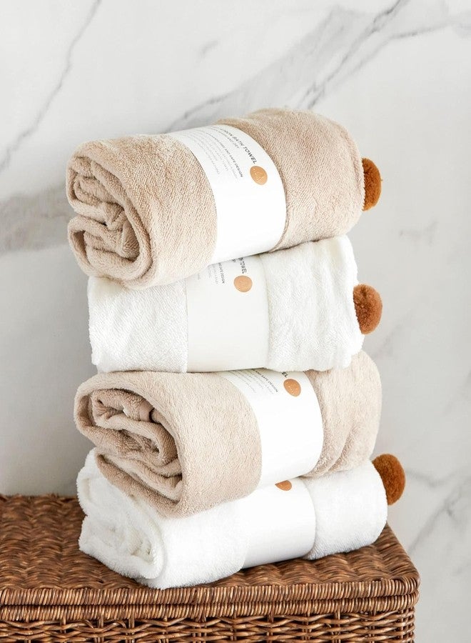 Konny Baby Bath Towel Soft and Fluffy Baby Apron Beach Hooded Towel Pool Newborn Baby Essentials Girls and Boys Cream (0M - 3Y) - Image 5