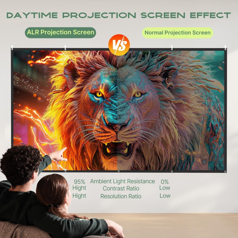 AAJK ALR Projector Screen, 4K Movie Projector Screen 16:9 HD Foldable Anti-Crease Portable Projector, Movies Screen for Home Theater Outdoor Indoor Support (120in Pro) - Image 3