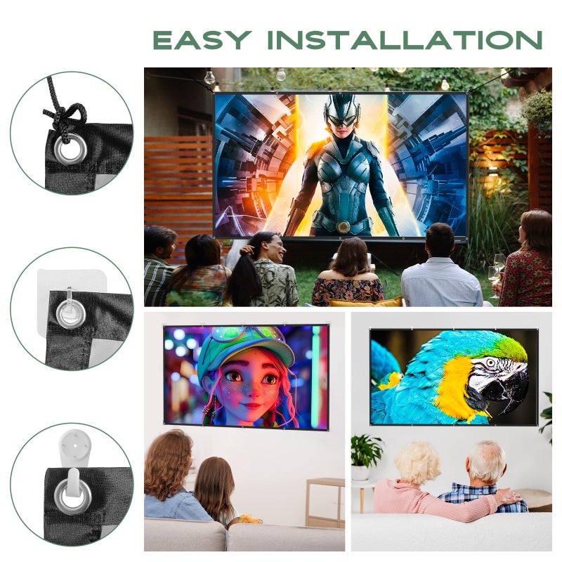 AAJK ALR Projector Screen, 4K Movie Projector Screen 16:9 HD Foldable Anti-Crease Portable Projector, Movies Screen for Home Theater Outdoor Indoor Support (120in Pro) - Image 5