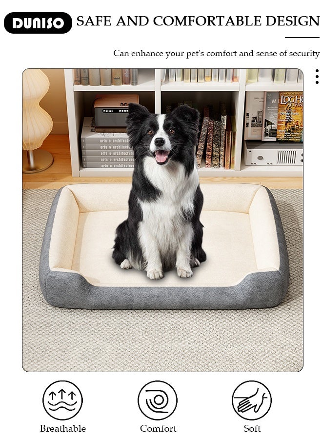 DUNISO سرير للكلاب الصغيرة والمتوسطة والقطط، سرير حيوانات أليفة قابل للغسل على شكل مستطيل، وسادة كلب مضادة للانزلاق ومقاومة للماء، وسادة دافئة مريحة مضادة للقلق للكلاب، وسادة قفص - Image 5
