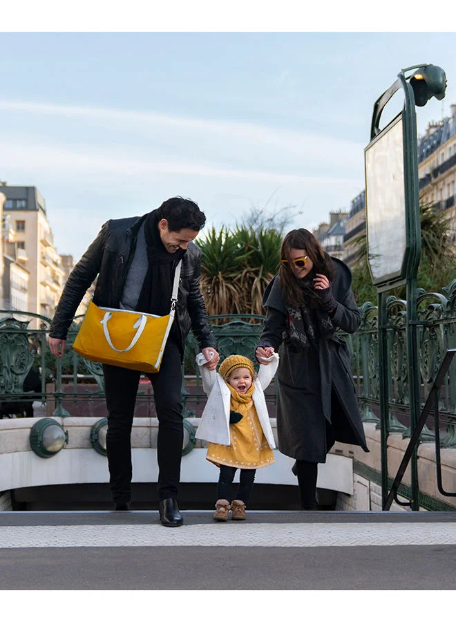 بيبي موف Changing Bag Le Champ Elysees In Saffron, Ample Storage Space To Accommodate All Baby Essentials, Including Diapers, Bottles, And Personal Items, Multiple Compartments, Insulated Bottle Holder, Adjustable Straps