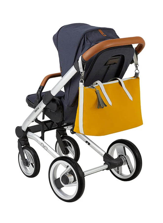 بيبي موف Changing Bag Le Champ Elysees In Saffron, Ample Storage Space To Accommodate All Baby Essentials, Including Diapers, Bottles, And Personal Items, Multiple Compartments, Insulated Bottle Holder, Adjustable Straps