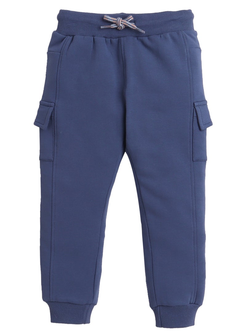 ديركجي طقم رياضي صوف للأولاد بتصميم ثعلب – كريمي وكحلي قطعتين - Image 4