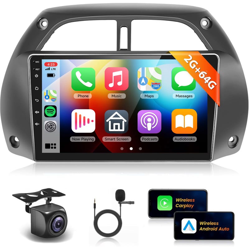 16EQ 2G 64G Radio for Toyota RAV4 2001 2002 2003 2004 2005 2006 Car Stereo with Wireless CarPlay Android Auto9 1080P HD IPS Touch ScreenBluetooth28UIsFMRDSGPS WiFi MirrorLink Backup Camera