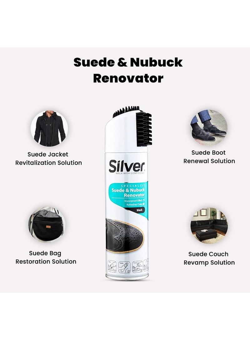 Silver Suede Color Restorer - Restores, Dyes & Coloring for Faded Suede Sneakers, Shoes, Boots, Jackets, Purses & More - 8.5oz, Black - Image 4