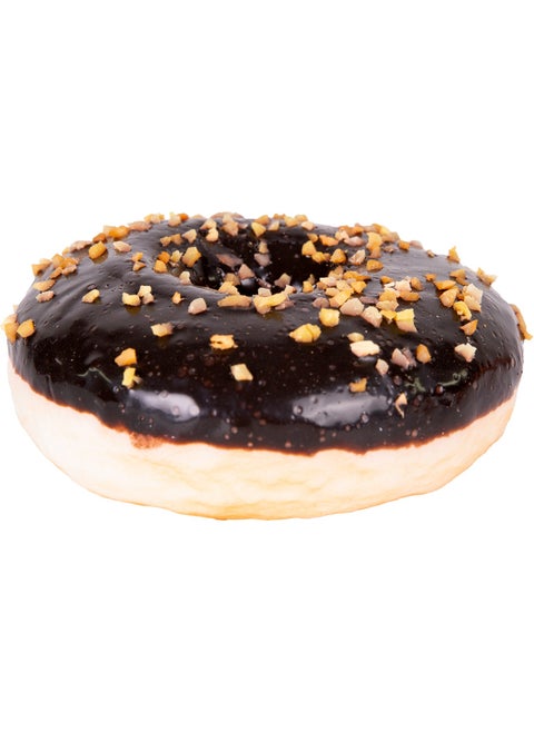 Artificial Donut Chocolate with Hazelnut on Top, Black 10X4 Cm.