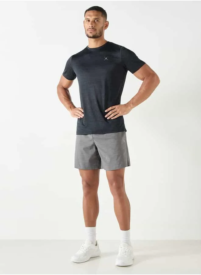 ادوت Textured Shorts with Elasticated Waistband and Pockets