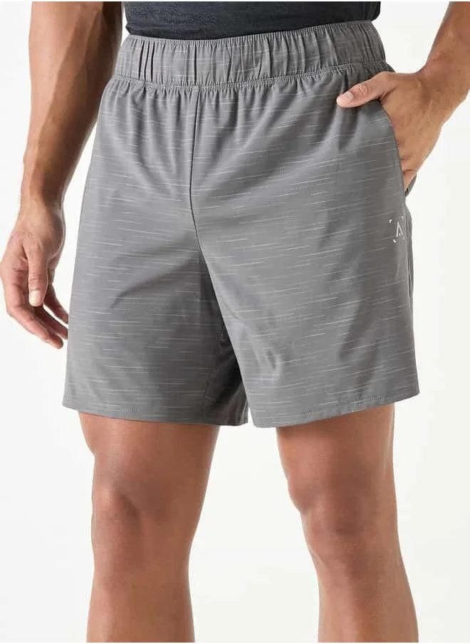 ادوت Textured Shorts with Elasticated Waistband and Pockets