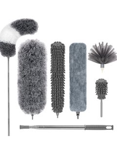 XiuWoo Microfiber Feather Duster,7 PCS Reusable Bendable Washable Cobweb Duster with Extra Long Extension Pole for Cleaning Ceiling Fan, High Ceiling, Blinds, Furniture & Cars  - Image 1