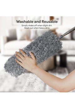 XiuWoo Microfiber Feather Duster,7 PCS Reusable Bendable Washable Cobweb Duster with Extra Long Extension Pole for Cleaning Ceiling Fan, High Ceiling, Blinds, Furniture & Cars  - Image 5