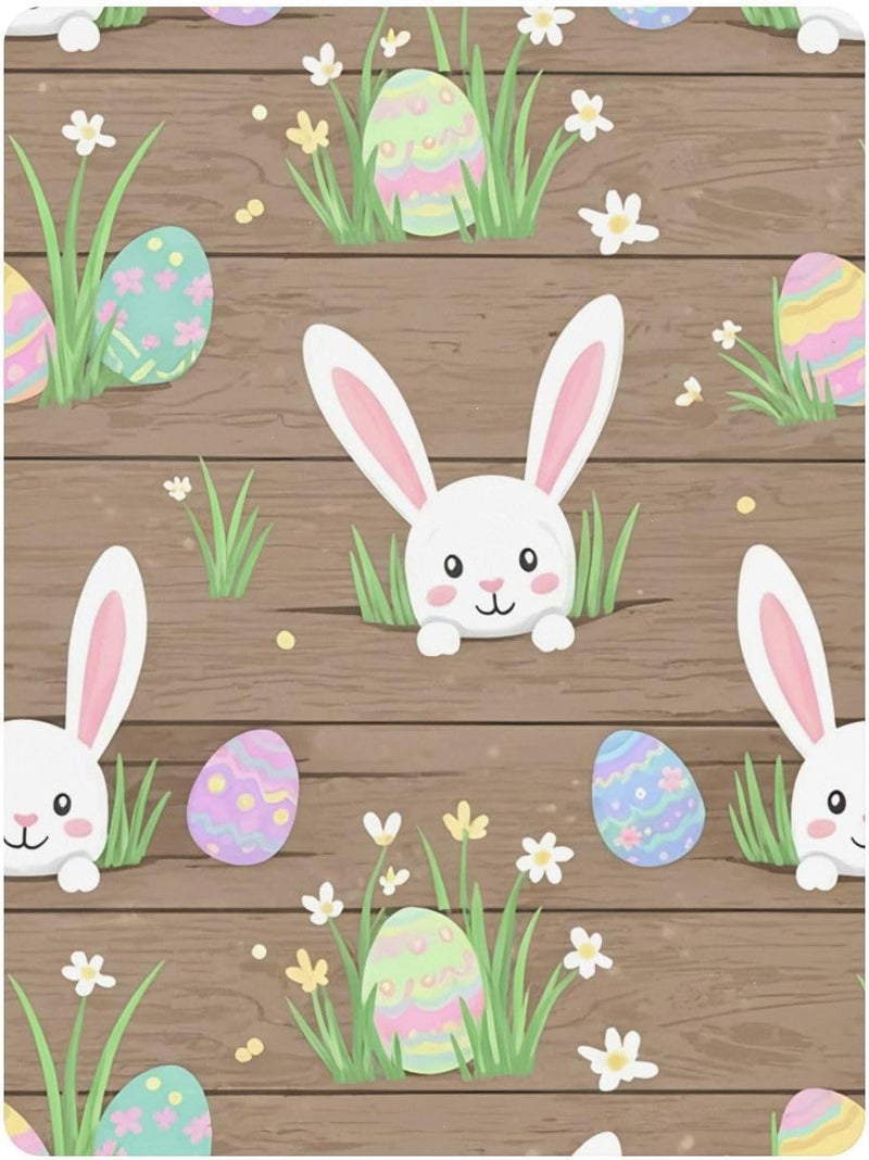 xigua Easter Bunny Baby Crib Sheets, Super Soft Combed Cotton Fitted Sheets, Breathable Skin-Friendly Baby Sheets for Standard Crib and Toddler Mattress & Playard, 39x27x5 Inch - Image 2