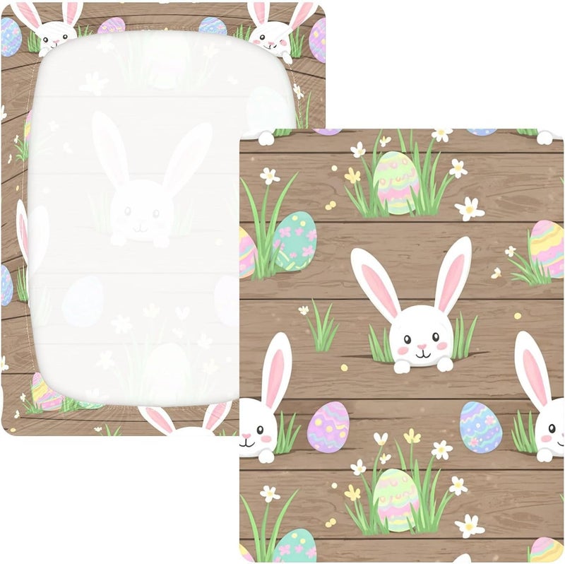 xigua Easter Bunny Baby Crib Sheets, Super Soft Combed Cotton Fitted Sheets, Breathable Skin-Friendly Baby Sheets for Standard Crib and Toddler Mattress & Playard, 39x27x5 Inch - Image 3