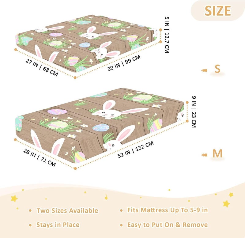 xigua Easter Bunny Baby Crib Sheets, Super Soft Combed Cotton Fitted Sheets, Breathable Skin-Friendly Baby Sheets for Standard Crib and Toddler Mattress & Playard, 39x27x5 Inch - Image 4