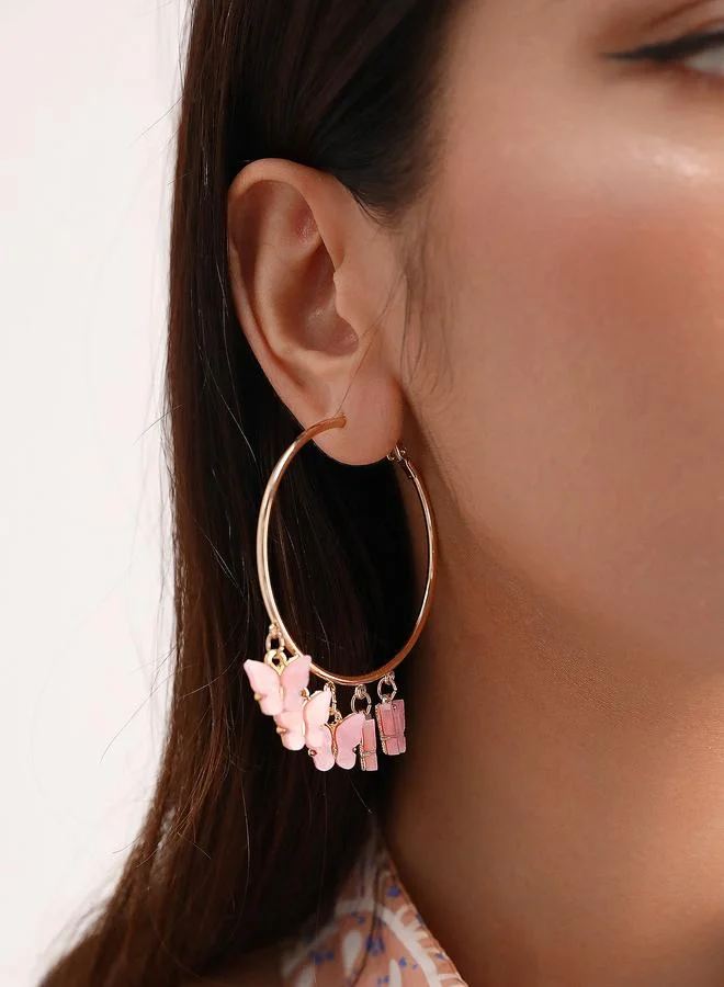 تايك تو Butterfly Hoop Earrings