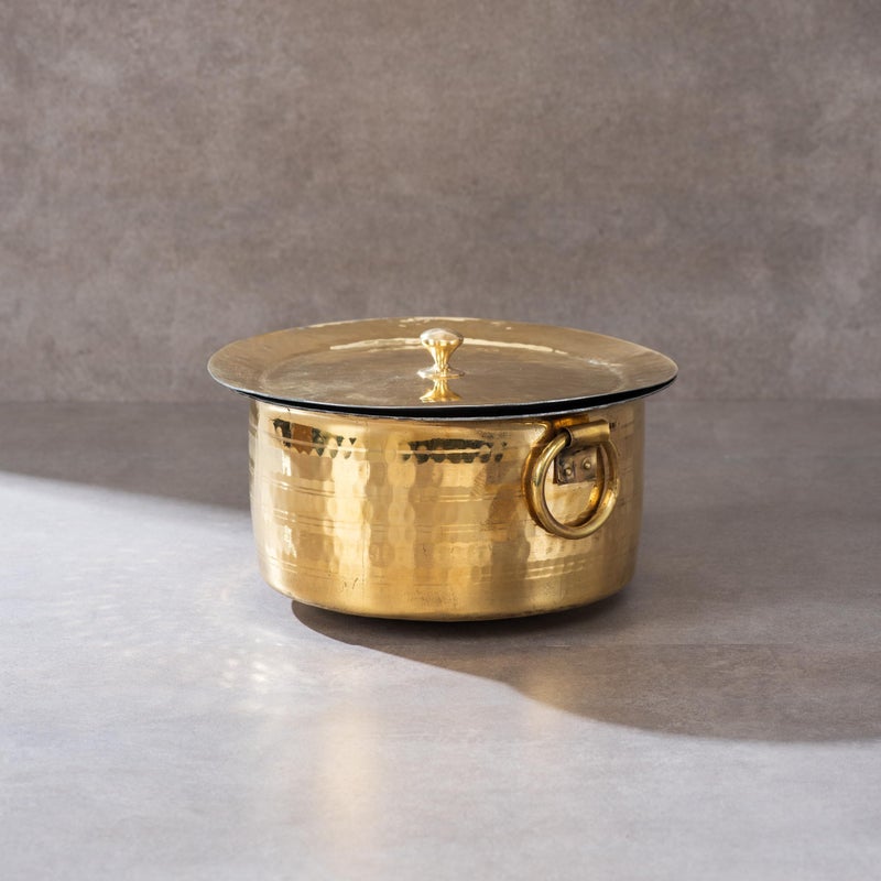 PTAL Brass Stock Pot with Lid Naturally Nonstick and Toxin Free Pasta Pot Multipurpose Cooking Pot PFOA and PTFE Free 1 Quart