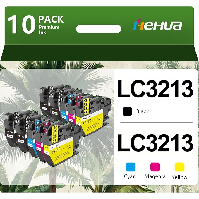 hehua LC-3213 LC3211 Printer Cartridges Compatible with LC3213 Printer Cartridges Set LC 3211 for MFC-J497DW MFC-J491DW DCP-J572DW DCP-J772DW DCP-J774DW MFC-J890DW MFC-J895DW (Pack of