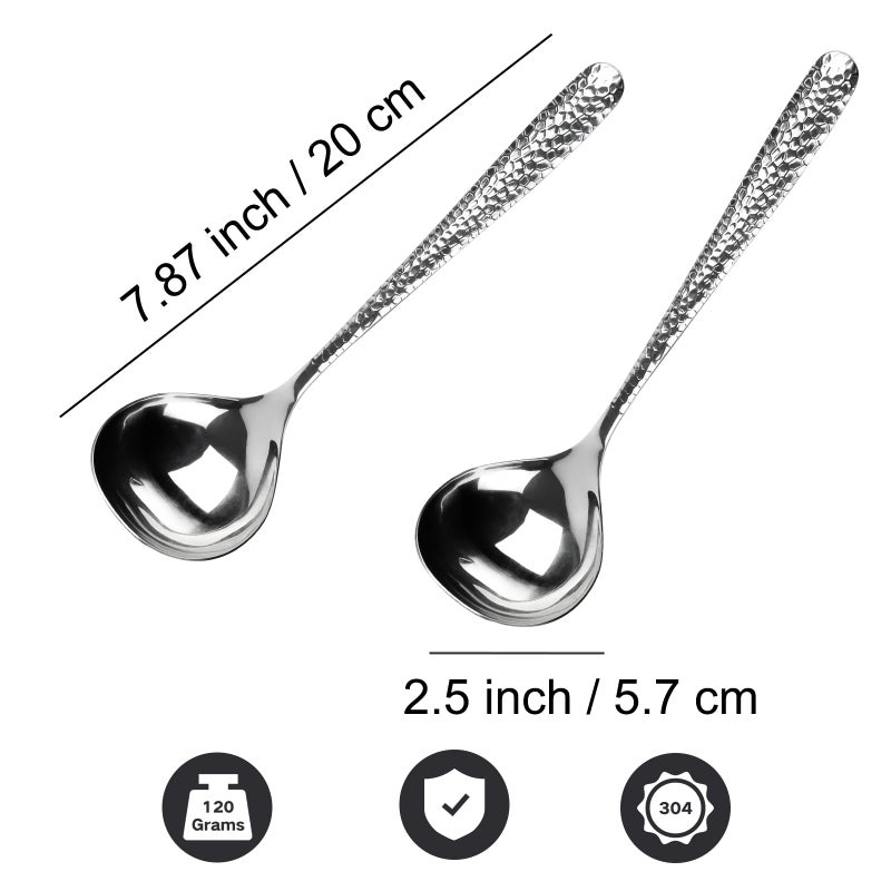 LANGMINGDE 2 PCS Deep Round Soup Spoons 7.87", 304 Stainless Steel Large Soup Spoons Dishwasher safe, Perfect for Cereal, Bouillon, Milk Soup & Dinner Guests - Image 4