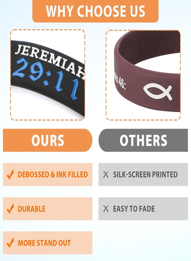 kilofly 3 pcs Christian Scripture Quote Bible Verse Silicone Bracelet Wristbands - Love - Image 5