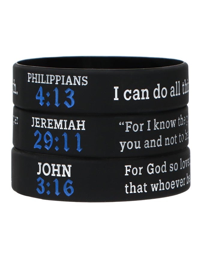 kilofly 3 pcs Christian Scripture Quote Bible Verse Silicone Bracelet Wristbands - Love - Image 1