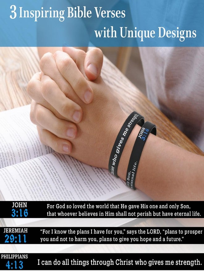 kilofly 3 pcs Christian Scripture Quote Bible Verse Silicone Bracelet Wristbands - Love - Image 2