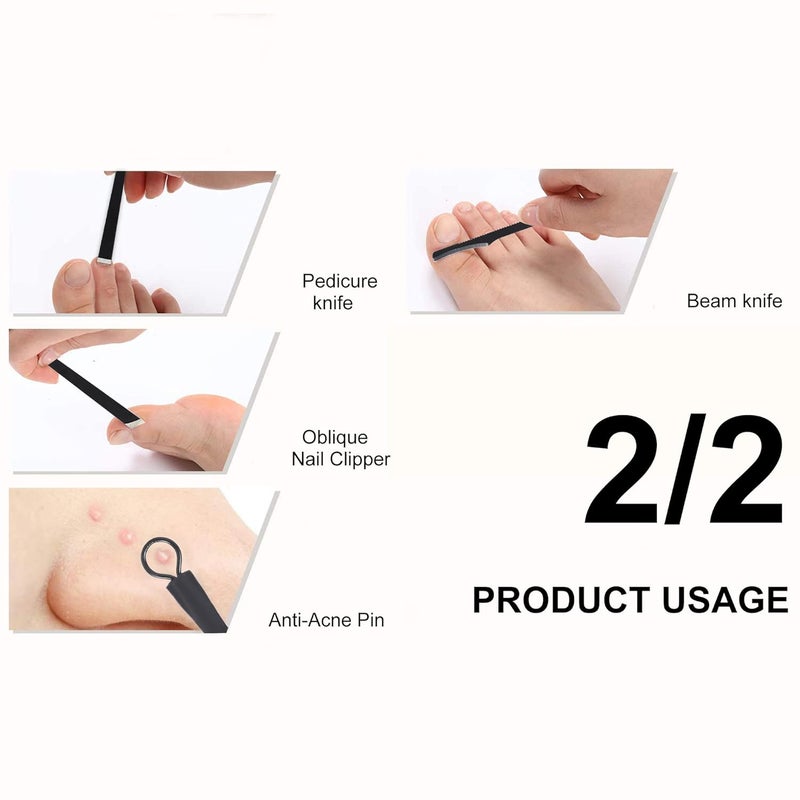 DOCOSS DOCOSS 15 IN 1 Stainless Steel Nail Cutter Kit Set For Men Women Manicure Pedicure Kit IncludeS Filer Acne Remover Needle with Leather Case - Image 5