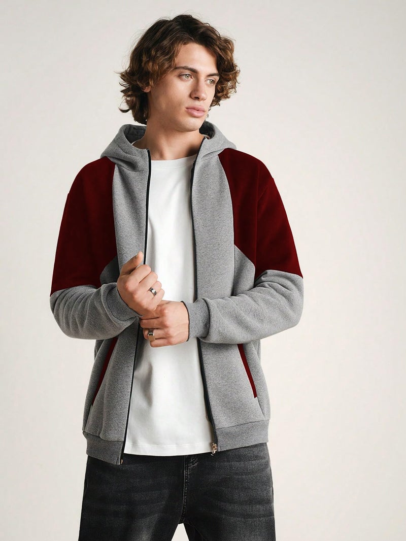 TAGDO® Men's Colorblock Split Structure Sporty Jacket || Winter Jacket for Men || Jacket Man (Jacket-2025-Maroon-S) - Image 2