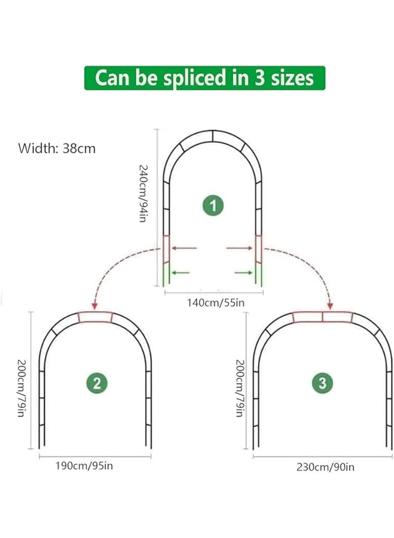 RATSAW 7.9Ft Metal Garden Arch, Metal Pergola Arbor Feet High Garden Trellis for Climbing Plants, Outdoor Wedding Garden Arch Bridal Party Decoration, Assemble Freely - Image 4