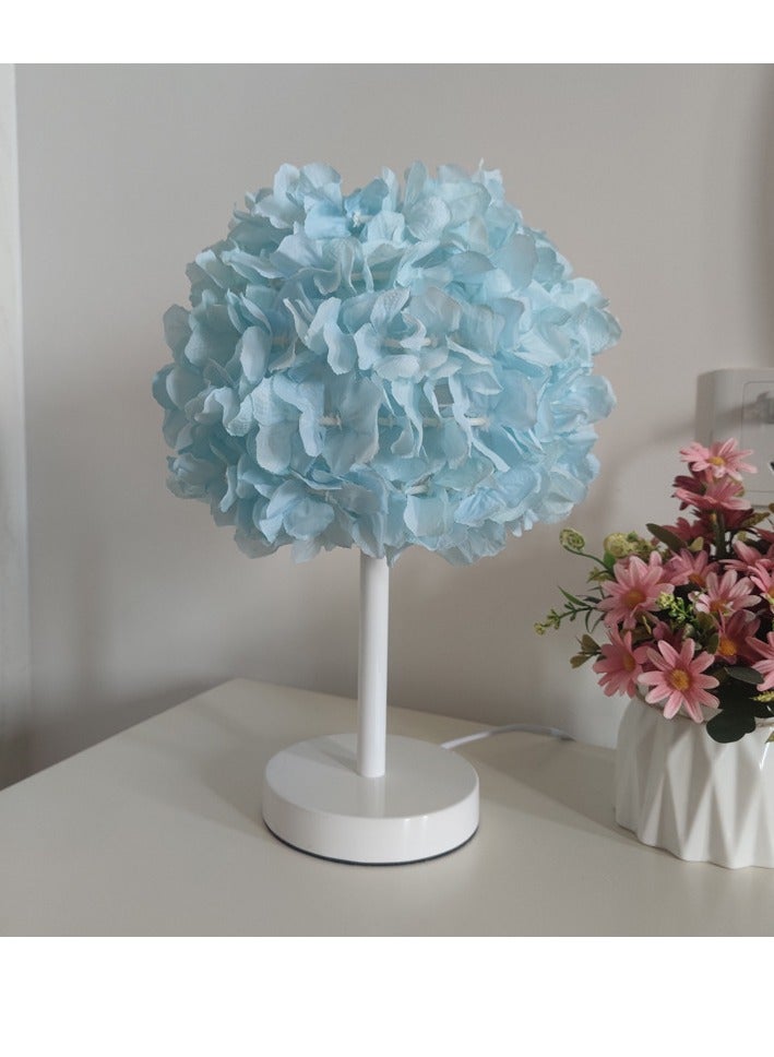 general Bedroom bedside lamp, champagne folding fabric princess desk lamp, US standard ins girl romantic wedding lighting desk lamp (light blue) - Image 2