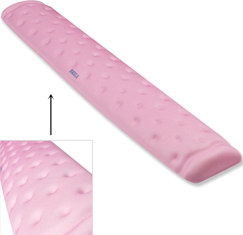 BRILA Ergonomic Memory Foam Keyboard Wrist Rest Support Pad Cushion for Computer, Laptop, Office Work, PC Gaming - Massage Holes Design - Cozy Typing Wrist Pain Relief (Pink) - Image 1