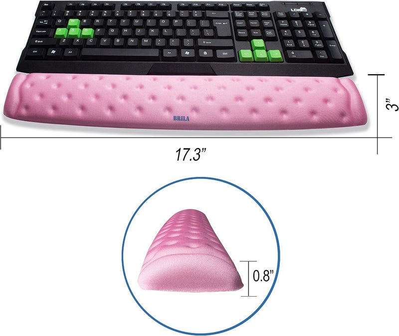BRILA Ergonomic Memory Foam Keyboard Wrist Rest Support Pad Cushion for Computer, Laptop, Office Work, PC Gaming - Massage Holes Design - Cozy Typing Wrist Pain Relief (Pink) - Image 3