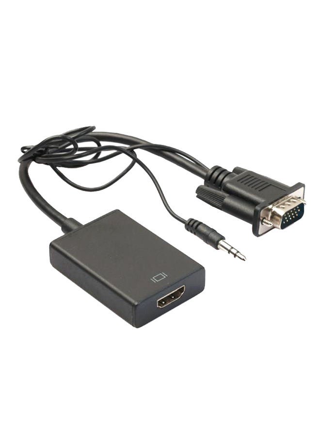 نيبمينينت محول لكابل بمنفذ ذكر Vga إلى HDMI للفيديو وأجهزة التلفزيون عالية الدقة والصوت + بدقة 1080 بيكسل فائقة أسود