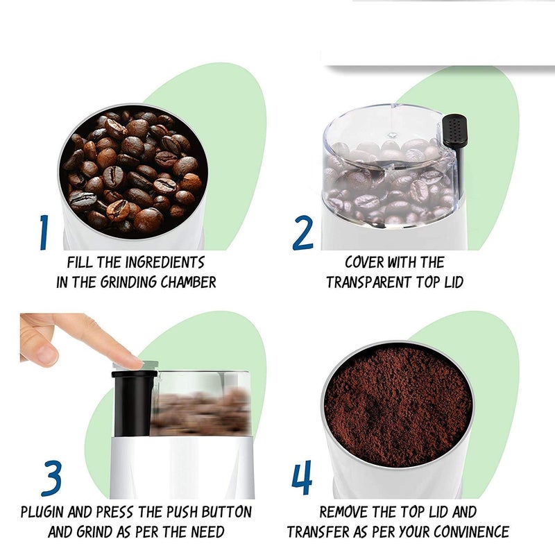 TRAY 200 W Electric Coffee Grinder Maker Small Compact Simple Touch Automatic Grinding Tool Kitchen Salt Pepper Grinder Spices Nut Seed Coffee Beans Mill Herbs Nuts11x11x19 cm - Image 4