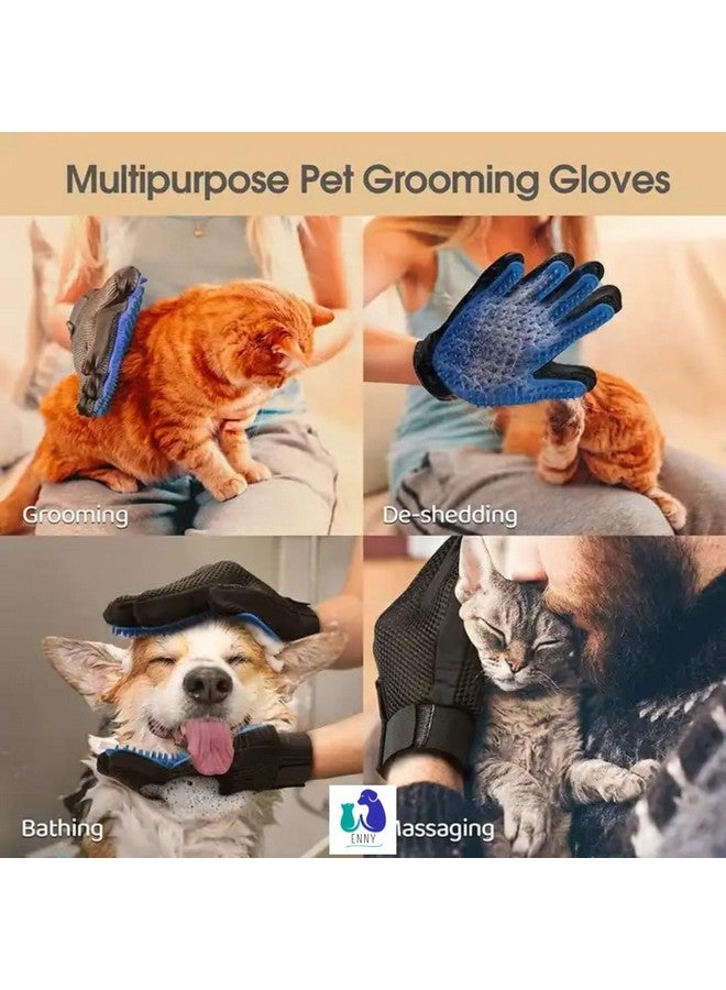 Generic Upgrade Efficient, 1Pair Blue Gloves Pet Grooming Gloves Cat Brushes for Gentle Shedding & Efficient Pets Hair Remover Mittens & Dog Washing Gloves for Long and Short Hai cat Hair Brush & cat Hair  - Image 4