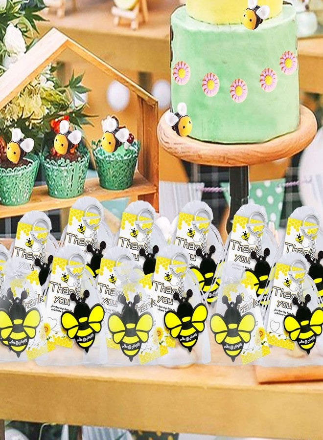 Elecrainbow 40 Pack Cute Bumble Bee Keyring Packs Party Favor for Honey Bee, Bumble Bee, Mommy to Bee, Adult Bee, Queen Bee, Birthday, Gender Reveal - Image 3